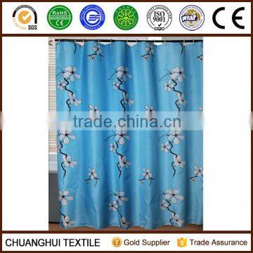 90gsm polyester fabric for waterproof shower curtain with wintersweet flower