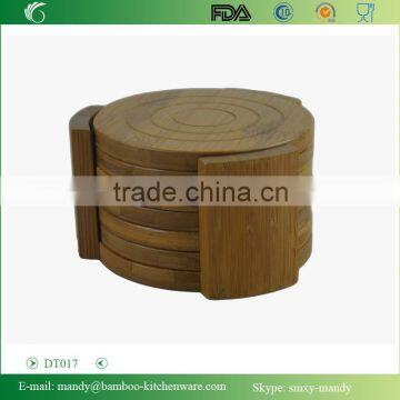 Xingyuan Bamboo All Natural Round Bamboo Coaster, Set of 6 in Holder photo-2