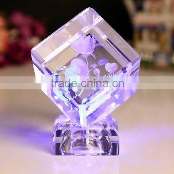 Led Light 3D Laser Crystal Wedding Gifts For Guest Souvenirs