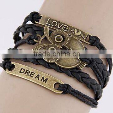 New leather bracelets night owl fashion bracelets