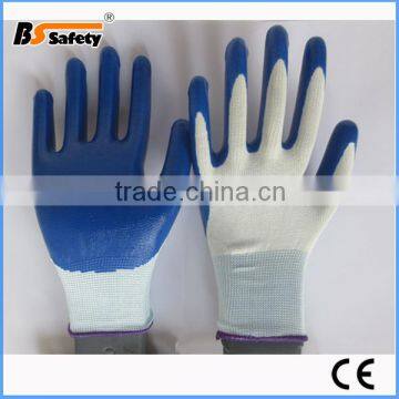 BSSAFETY Cheap nitrile coated garden working safety gloves