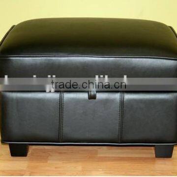 Black Leather Storage Ottoman