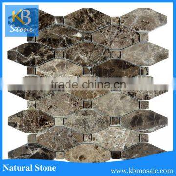 Backsplash emperador dark marble mosaic hexagon tile