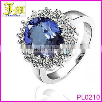 2014 Fashion Trend Elegant Blue Saphire Stone Sterling Rings Jewelry