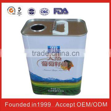 healthy square Natural grape seed oil tin cans FDA