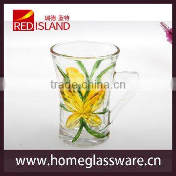 glass manufactory supply hand painted engraved glass mug glass tea mug