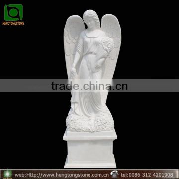 Hand Carved White Marble Angel Headstone Design