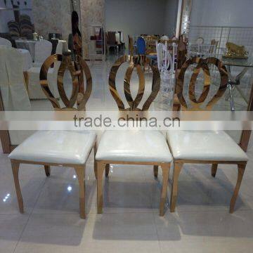 Latest Banquet Rose Gold Stainless Steel Dining Chair With Dinner photo-3