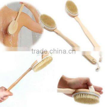 Cy298 Removable Body Brush Natural Boar Bristles Long BeechwoodHandle Bath Shower Brushes Great Back Scrubber Dry Skin Brush photo-4