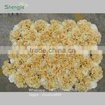 SAST-70023 Artificial silk flower wall /cream yellow flower wall