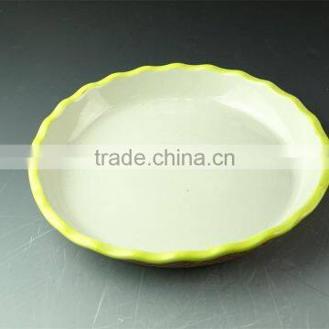 Stocklot Hot Sale Round Shape Yellow Line Glaze Ceramic Bakeware photo-2