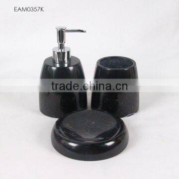 Polyresin Brown Marble Gold Scroll Rim Bathroom Accessories Sets photo-4