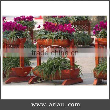 Arlau Outdoor Wooden Flower Planter Cart Dolly