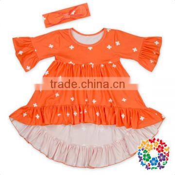 Front Short Back Long Ruffle Hem Half Sleeve Tiger Printed Fabrics Baby Girls Ruffle Tops photo-4
