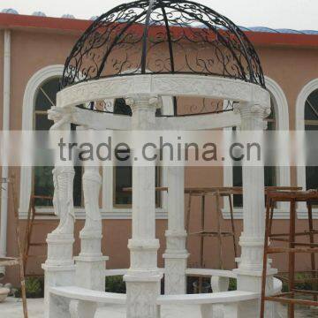 cheap natural stone white used marble garden gazebo for sale