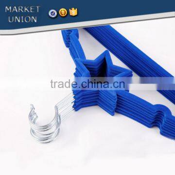 Pentagram Shape Kids ABS Plastic Antiskid Velvet Hangers Flocking Clothes Hangers With Pulley,ABS,Nylon Villi,Chrome Plated Hook photo-3