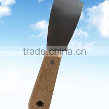 Carbon steel putty knife with wood handle