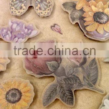 3D Elegant Lily & Sunflower & Butterfly Design Sticker, Decorative Glitter Sticker With Color Gems/Rhinestone photo-5