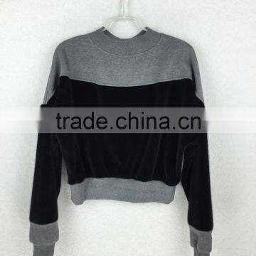 Fashion Long Sleeve Black and Grey Sweater Blouse for Women