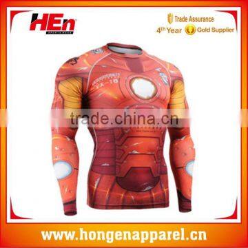 Hongen apparel 2015 high quality compression wear&new arrival all over sublimation printing t-shirt&nice rash gaurd