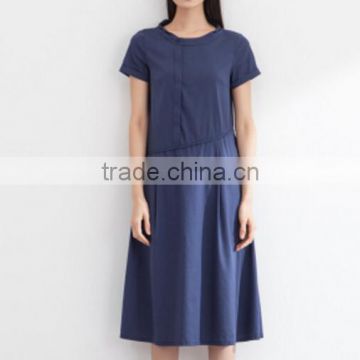 Asymmetric placket dress /Women's Cotton Skirt