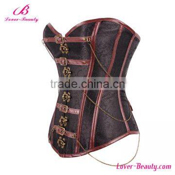 Cheap Brown Buckle up Women Steampunk Witch Corset photo-2
