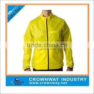 100% polyester yellow mens waterproof breathable cycling jacket