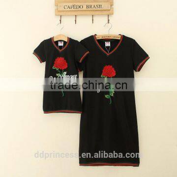 2017 summer cotton mother and daughter clothing flowers family matching clothing