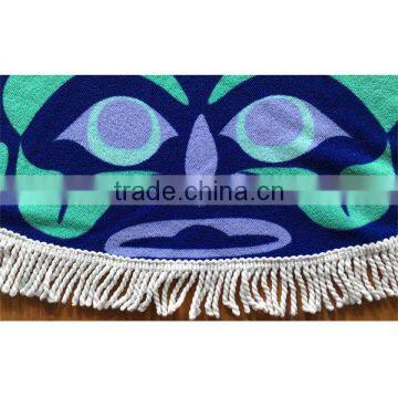 Printed Microfiber Round Beach Towel With Tassel photo-2