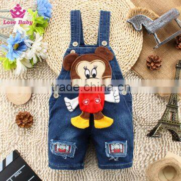 Stylish Animal Pattern Baby Denim Short Pants Overalls Kids Strap Jeans Pants