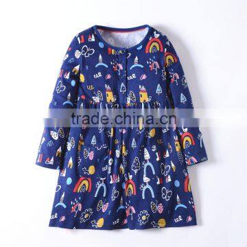 S33554W Girls Tunic Dress Applique Robe Fille 100% Cotton Children Dresses photo-5