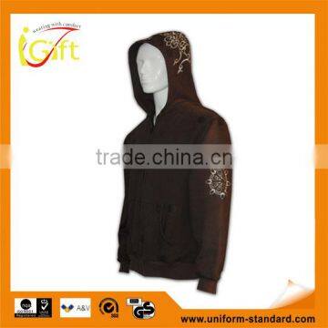 High quality slim fit zip up ribbed cheap custom logo half zip hoodie