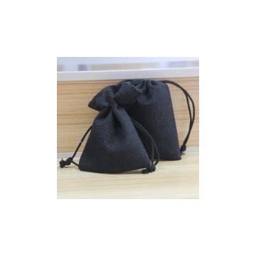 High Quality Black Color Drawstring Hermp Fabric Bags