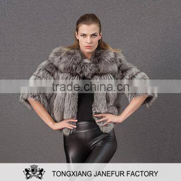 Fahion pattern outerwear waistcoat natural fox fur