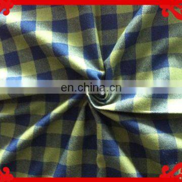 2015 latest Italy design pattern poly cotton yellow navy check brushed twill or brushed melange fuzzy heavy flannel fabric