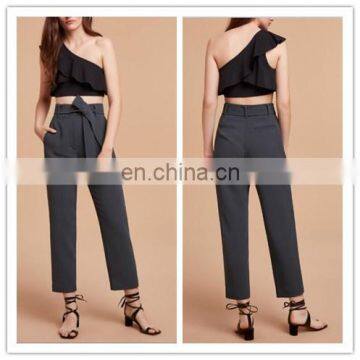 Summer Women Casual Slim Fit Trousers Black Pants(KKZ050901)