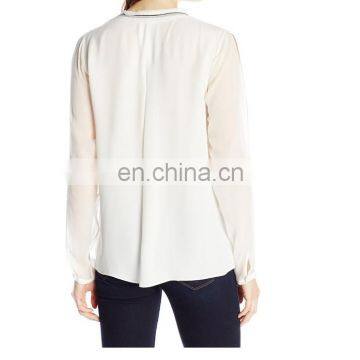 Designer Clothing Manufacturers in China, Long Sleeve Cream Lady Shirt Office Uniform Design photo-4