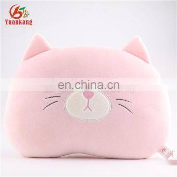 Dongguan Yuan Kang Factory Plush Cushion Toy Back Rest Headrest Toys Cat Head Animal Baby Stuffed Throw Pillow