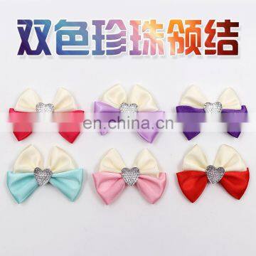 2colours satin Ribbon butterfly knot with diamond