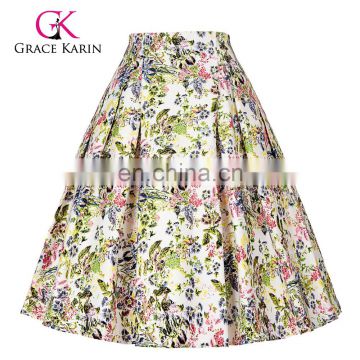 Grace Karin Occident Women's Vintage Retro 50s Floral Pattern Cotton Skirt 9 Patterns CL008925-5