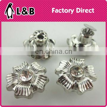 Latest design fashion custom jeans button silver metal botton glass stone