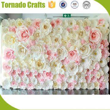 2017 Wholesale Amazing artificial pink white paper flower for wall wedding Decoration
