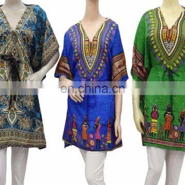 African caftan Night wear polyester maxi poncho Short design Women Kaftan Hippie Boho Dress Kimono Satiny Look Plus Size