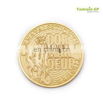 High quality gold plated coin with customized logo/wholesale gold replica coins with 2D logo