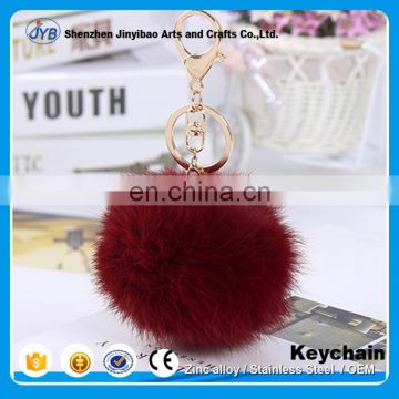 Hot selling colorful cute fur flush ball keychain for bag