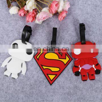 Custom 2d superman soft silicone luggage tag/ rubber bag tag/ pvc luggage tag