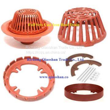 3008 Large Sump Cast Iron Roof Drain With 8 Inch No-Hub or Push On Outlet for Roof Drainage photo-4