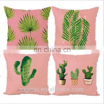 Pink 18 x 18 Inch Plants Linen Cotton Fabric Square Cushion Cover Throw Pillow Case photo-4