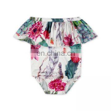 Baby Romper with off Shoulder Floral Print Beach Jumpsuits