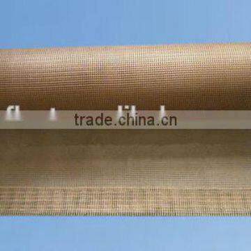 Systems 1*1/2*2/4*4/10*10 hole teflon fiberglass conveyor belt brown with bull nose joint high temperature made in China